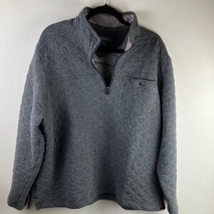 Eddie Bauer Men’s XXL Quilted 1/4 Zip Long Sleeve Pullover Gray Button Pocket